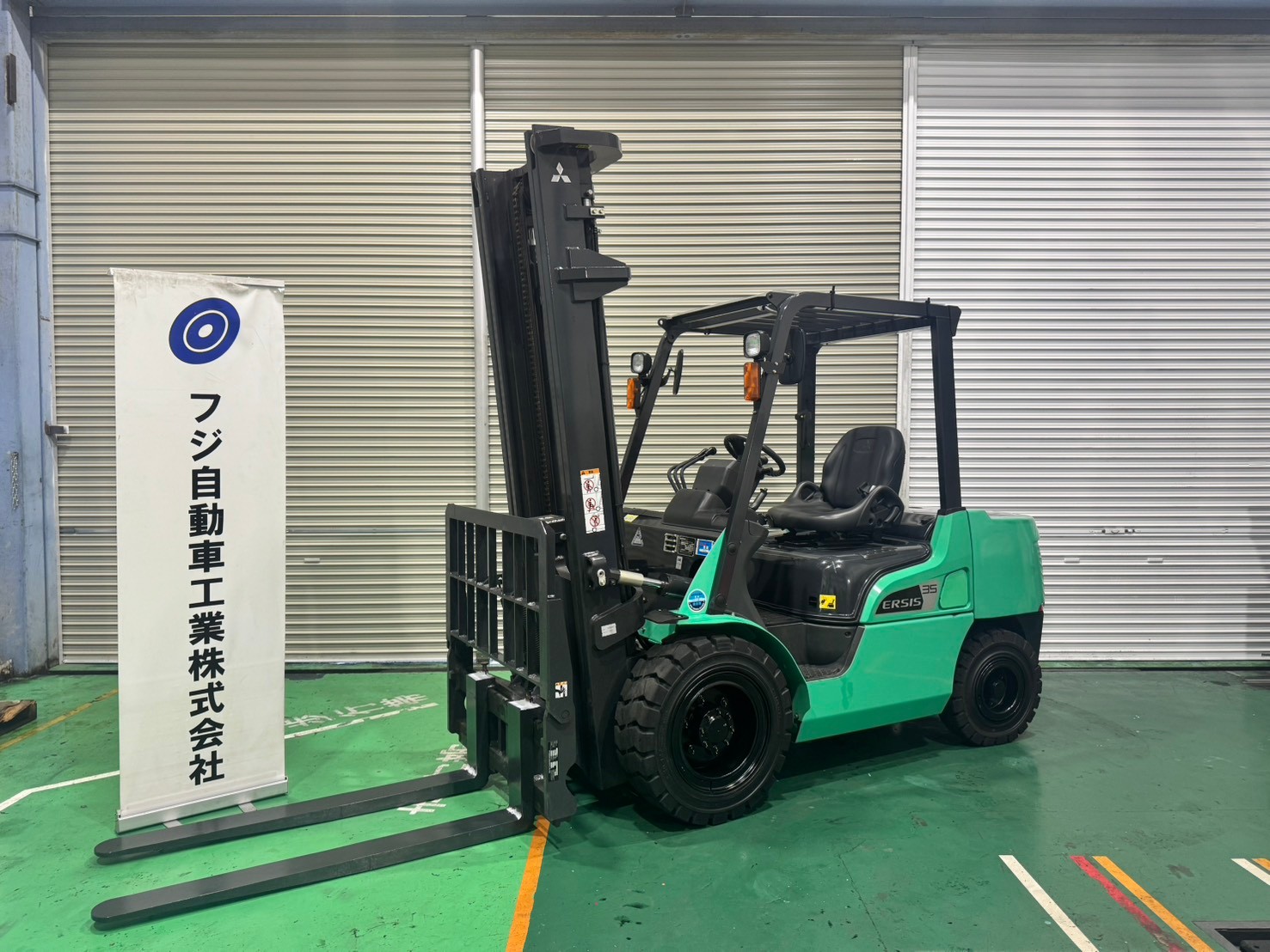 三菱中古フォークリフト【FDE35AP-T】［No.92］ヒンジドフォーク付！早い者勝ちです！