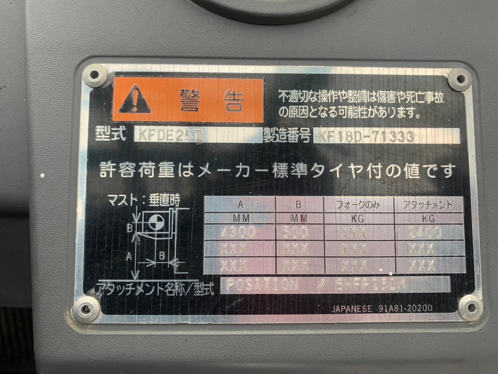 三菱中古フォークリフト【KFDE25T】［No.158］高所作業に最適なカウンター車入荷！