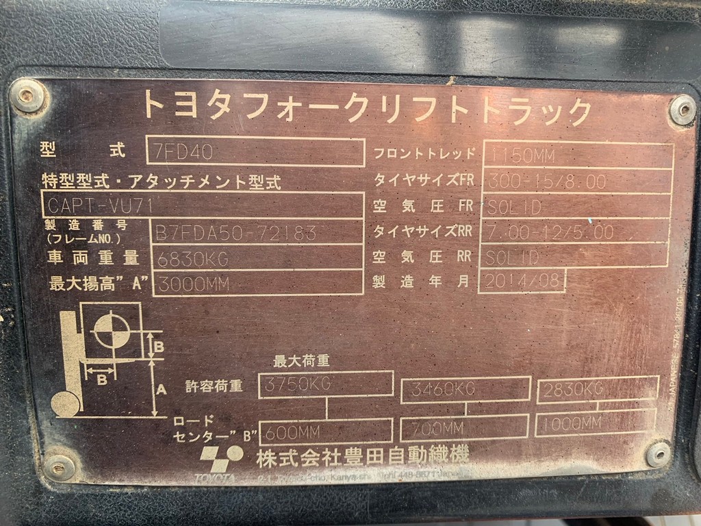 トヨタ中古フォークリフト【7FD40】［No.1000］便利な全回転フォーク！早い者勝ち！