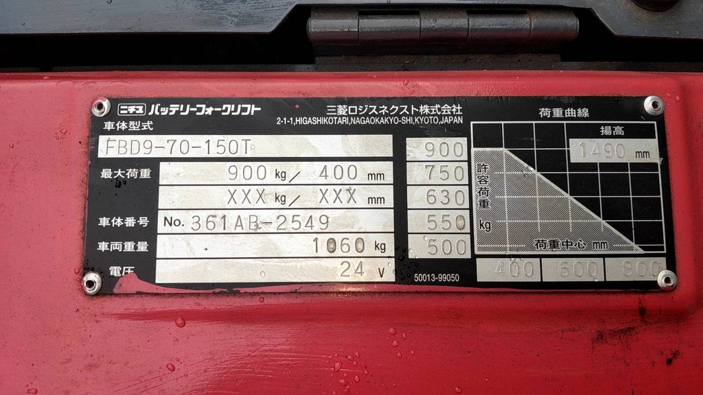 ニチユ中古フォークリフト【FBD9-70-150T】［No.1025］屋内作業