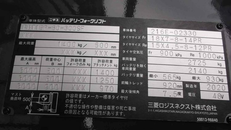 ニチユ 中古フォークリフト サイドシフト